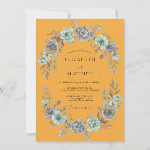 Convite Casamento com Folha de Ardósia Marigold
