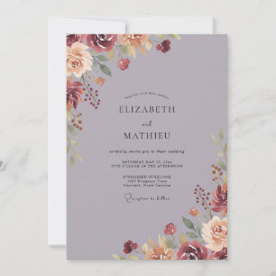 Convite Casamento com Folha de Borgonha Malva