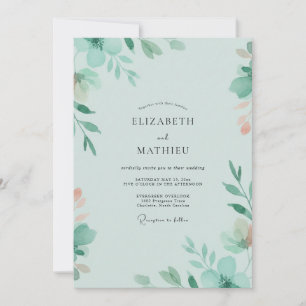 Convite Casamento com Folha de Hortelã Espuma do Mar