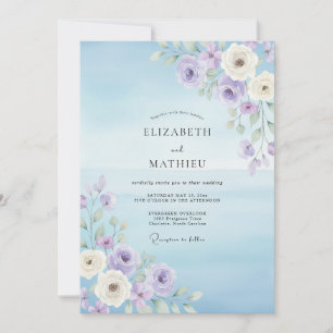 Convite Casamento com Folha de Lilás Azure