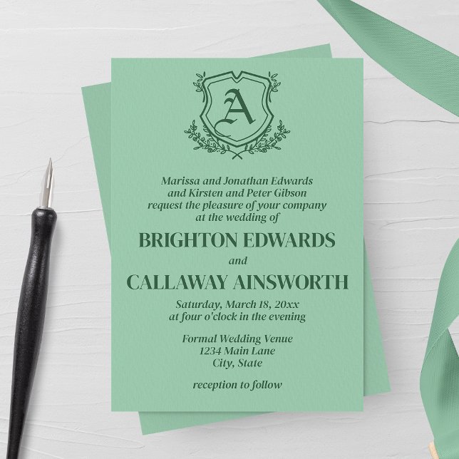 Convite Casamento com Folha de Moeda Retroativa e Monogram (Criador carregado)