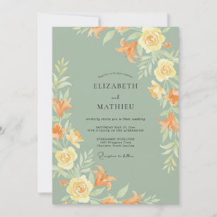 Convite Casamento com Folha de Musgo Ocre