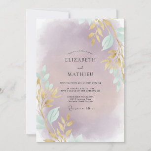 Convite Casamento com Folha de Ouro e Ametista