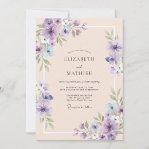 Convite Casamento com Folha de Pêssego Lavanda