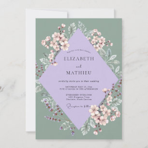 Convite Casamento com Folha de Rosa Malva