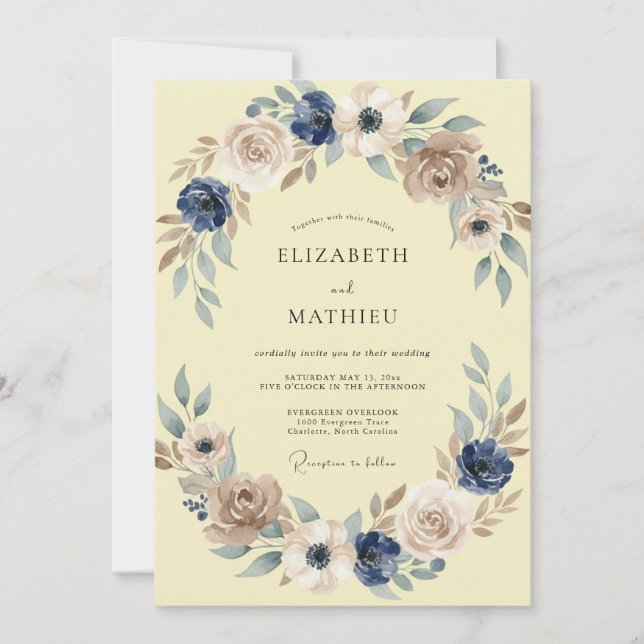 Convite Casamento com Folha Pintada com Tinta e Manteiga (Frente)
