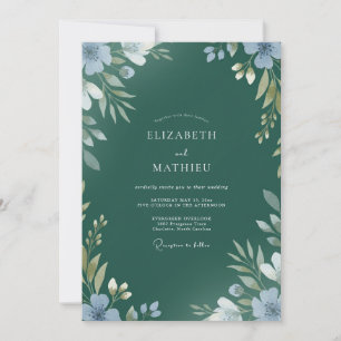 Convite Casamento com Folha Pintada de Esmeralda