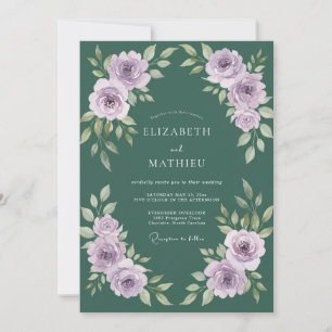 Convite Casamento com Folha Pintada Lilás Sage