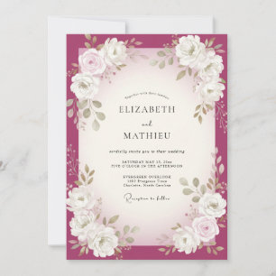 Convite Casamento com Folhagem Branca de Fruta