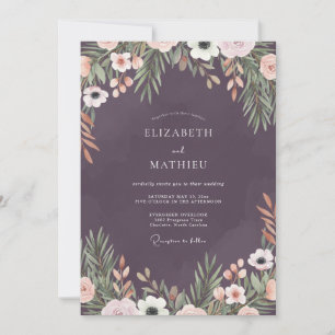 Convite Casamento com Folhagem de Ameixa Mal-humorada e Eu