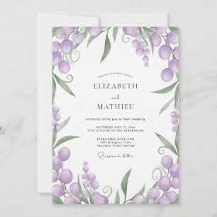 Convite Casamento com Folhagem de Amora Amethista