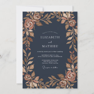 Convite Casamento com Folhagem de Eucalipto Cobre Meia-Noi