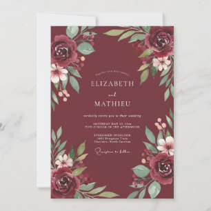 Convite Casamento com Folhagem de Eucalipto Marrom