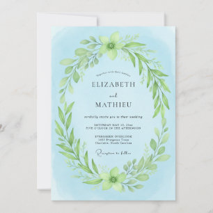 Convite Casamento com Folhagem de Eucalipto Sky Lime