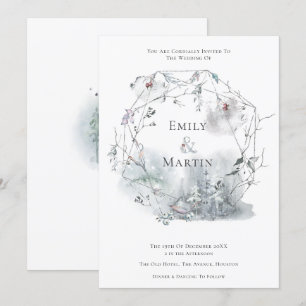 Convite Casamento com Folhagem de inverno Berries Leaf