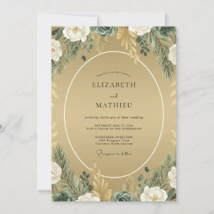 Convite Casamento com Folhagem de Mostarda e Salvia