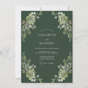 Convite Casamento com Folhagem de Musgo Profundo