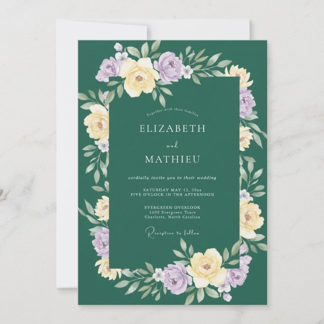 Convite Casamento com Folhagem de Orquídea na Floresta (Frente)