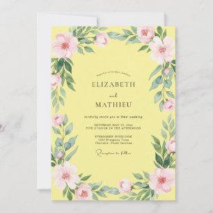 Convite Casamento com Folhagem de Pêssego Primrose