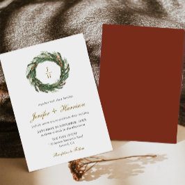 Convite Casamento com folhagem de pinheiro de inverno clás