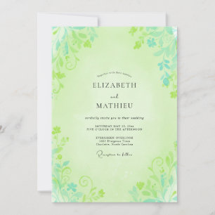 Convite Casamento com Folhagem de Pistache Eucalipto Suave