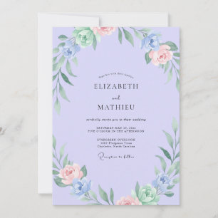 Convite Casamento com Folhagem de Sage e Rosa Bege de Vinc