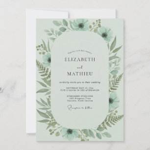 Convite Casamento com Folhagem de Samambaia Celadon