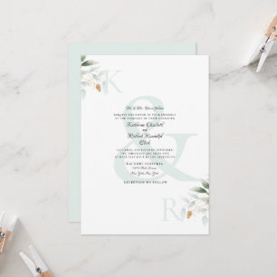 Convite Casamento com Folhagem Elegante e Vidro do Mar Dou