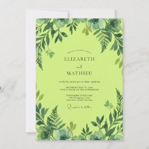 Convite Casamento com Folhagem em Aquarela de Limão