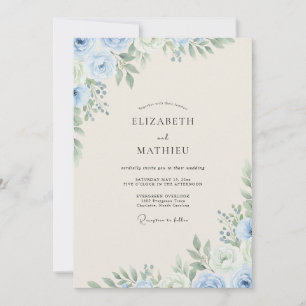 Convite Casamento com Folhagem Eucalipto Azul Céu