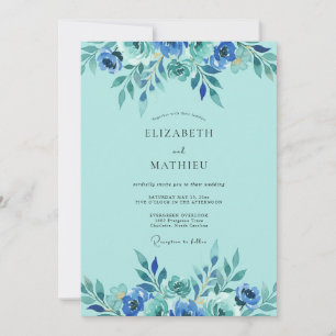 Convite Casamento com Folhagem Eucalipto Azul Esverdeado