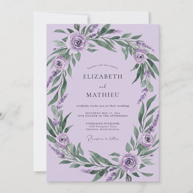 Convite Casamento com Folhagem Exuberante de Orquídea (Frente)
