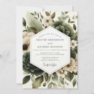 Convite Casamento com Folhagem Nebulosa de Salvia