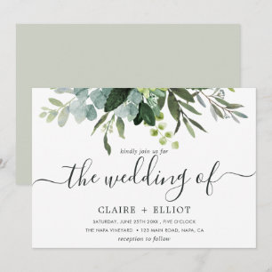 Convite Casamento com Folhagem Verde de Eucalipto