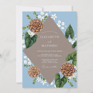 Convite Casamento com Folhagem Verde Musgo