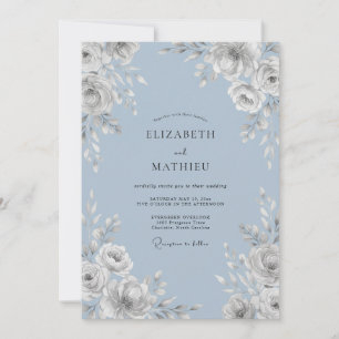 Convite Casamento com Folhas Brancas Azure