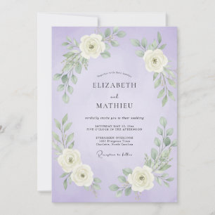 Convite Casamento com Folhas Brancas de Lavanda