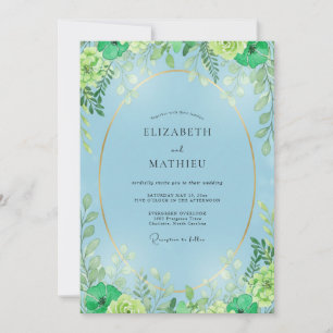 Convite Casamento com Folhas Chartreuse Azure