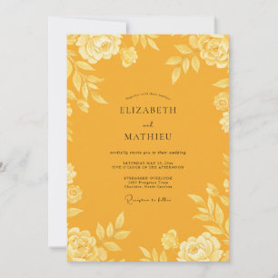 Convite Casamento com Folhas de Açafrão