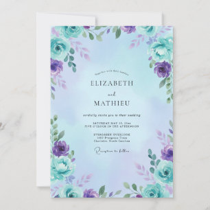 Convite Casamento com Folhas de Água Âmbar