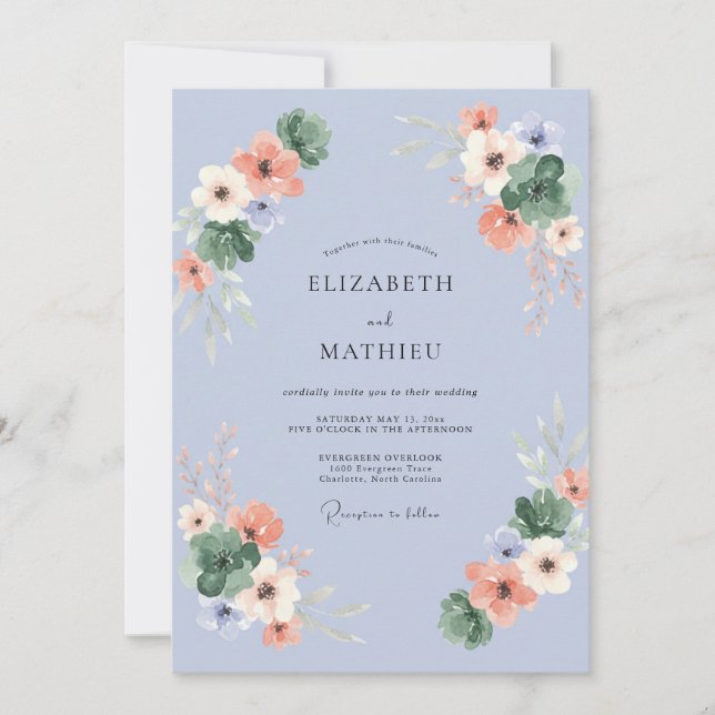 Convite Casamento com Folhas de Alperce e Vinca Menor (Frente)