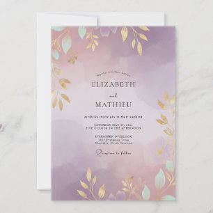 Convite Casamento com Folhas de Ámbar e Pêssego