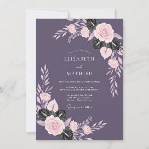 Convite Casamento com Folhas de Ámbar Profundo