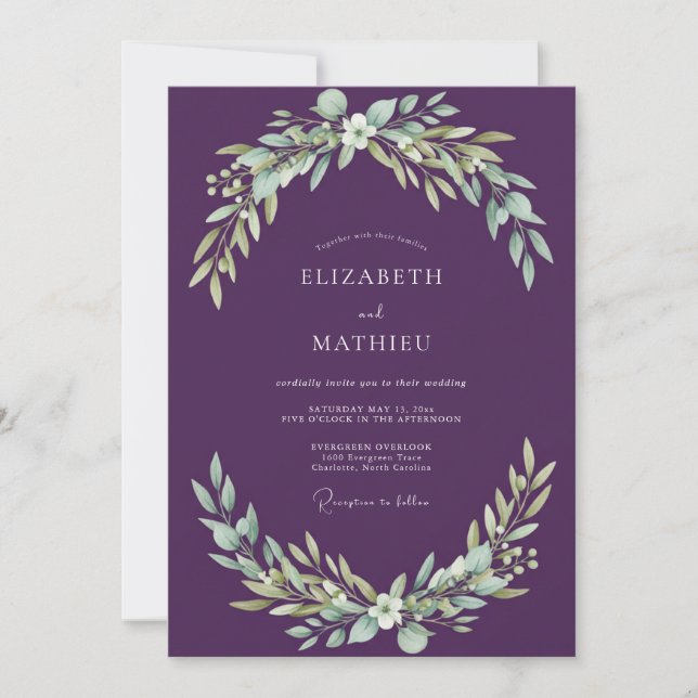 Convite Casamento com Folhas de Ameixa (Frente)
