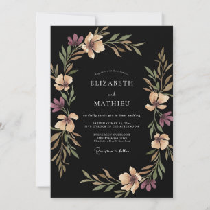 Convite Casamento com Folhas de Ameixa Preta