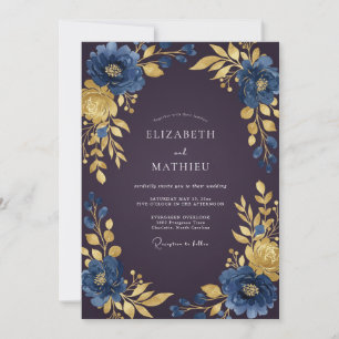 Convite Casamento com Folhas de Ameixa Safira