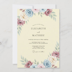 Convite Casamento com Folhas de Borgonha Malva