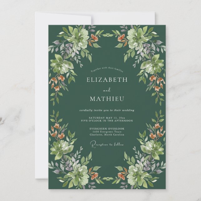 Convite Casamento com Folhas de Cobre Caçador (Frente)
