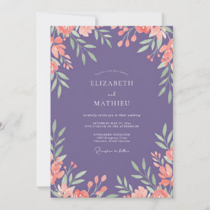 Convite Casamento com Folhas de Coral Âmbar