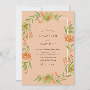 Convite Casamento com Folhas de Damasco